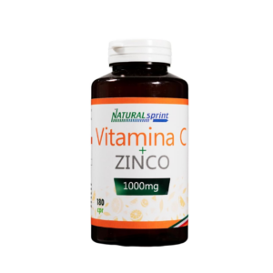 Flacone di integratore Natural Sprint Vitamina C + Zinco 1000 mg con 180 compresse.